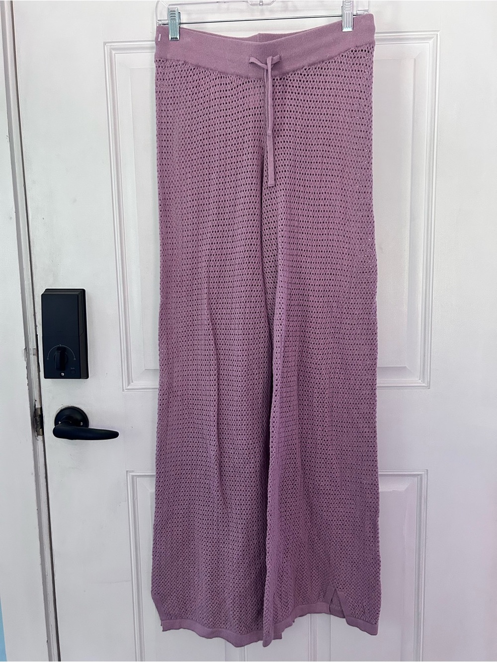 Pact Knit Wide-Leg Swim Coverup Pants in Mauve